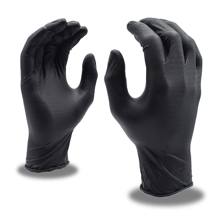 Cordova Nitri-Cor Z-Tread, Disposable Gloves, 6 mil Palm, Nitrile, Powder-Free, XL, 12 PK, Black 4094BXL